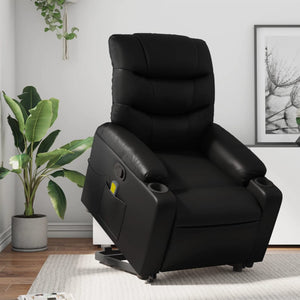 vidaXL Stand up Massage Recliner Chair Black Faux Leather-0