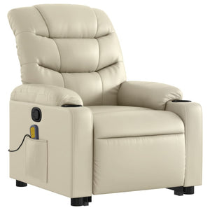 vidaXL Stand up Massage Recliner Chair Cream Faux Leather-1