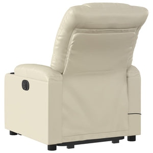 vidaXL Stand up Massage Recliner Chair Cream Faux Leather-2