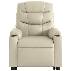 vidaXL Stand up Massage Recliner Chair Cream Faux Leather-6