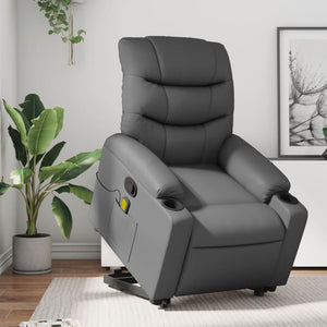 vidaXL Stand up Massage Recliner Chair Gray Faux Leather-0