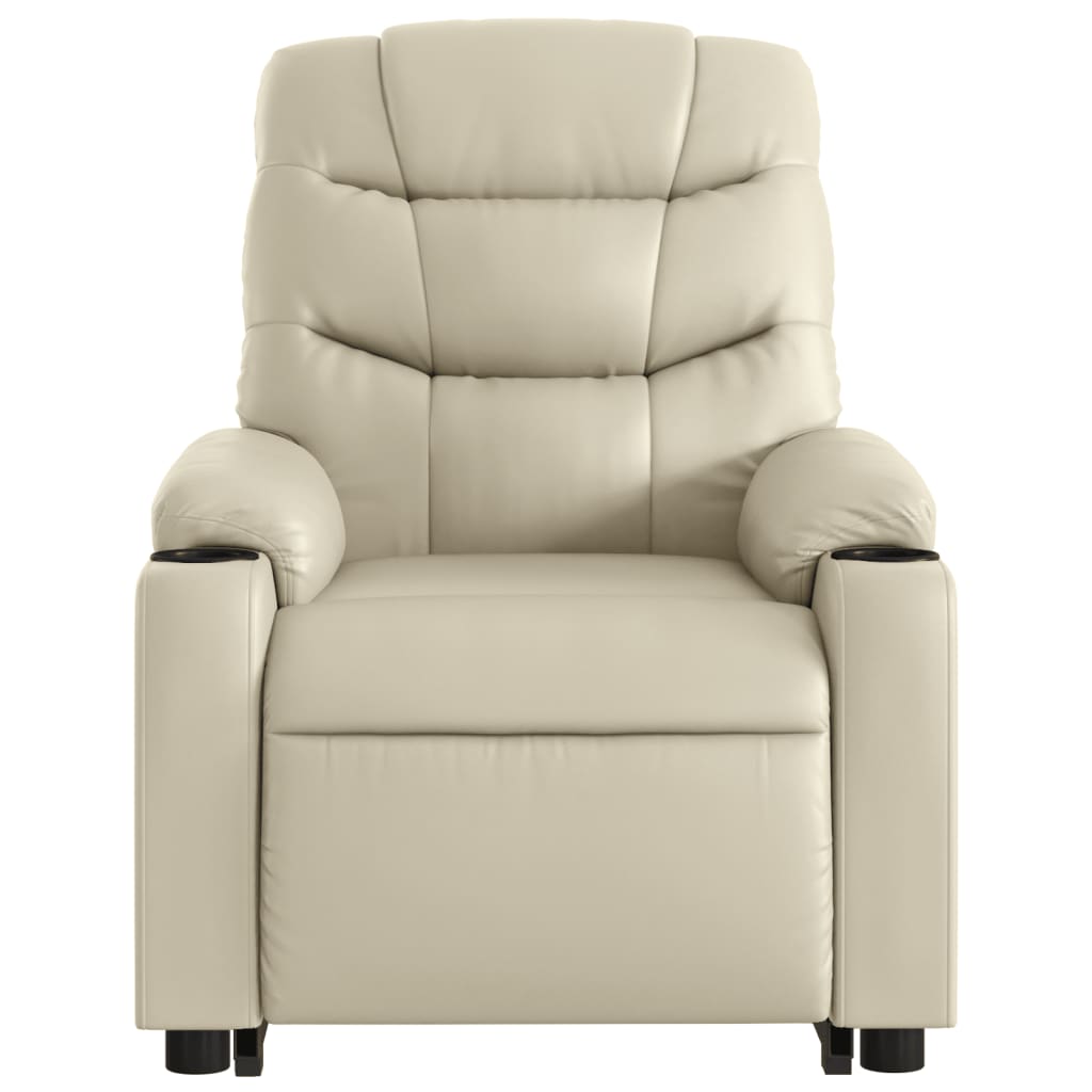 vidaXL Electric Stand up Massage Recliner Chair Cream Faux Leather-6