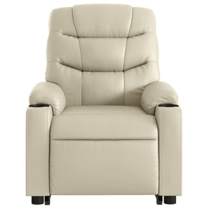 vidaXL Electric Stand up Massage Recliner Chair Cream Faux Leather-6