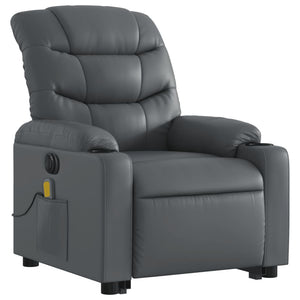 vidaXL Electric Stand up Massage Recliner Chair Gray Faux Leather-1