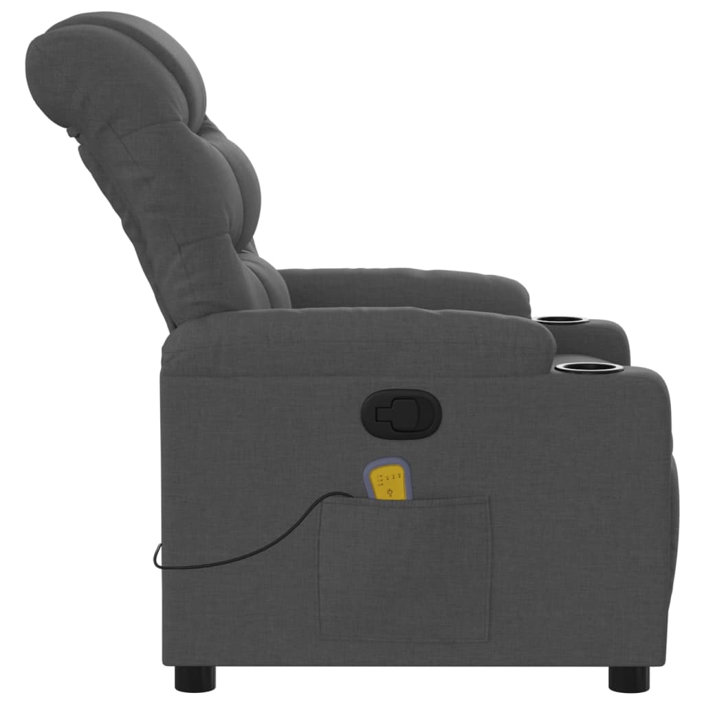 vidaXL Massage Recliner Chair Dark Gray Fabric-4