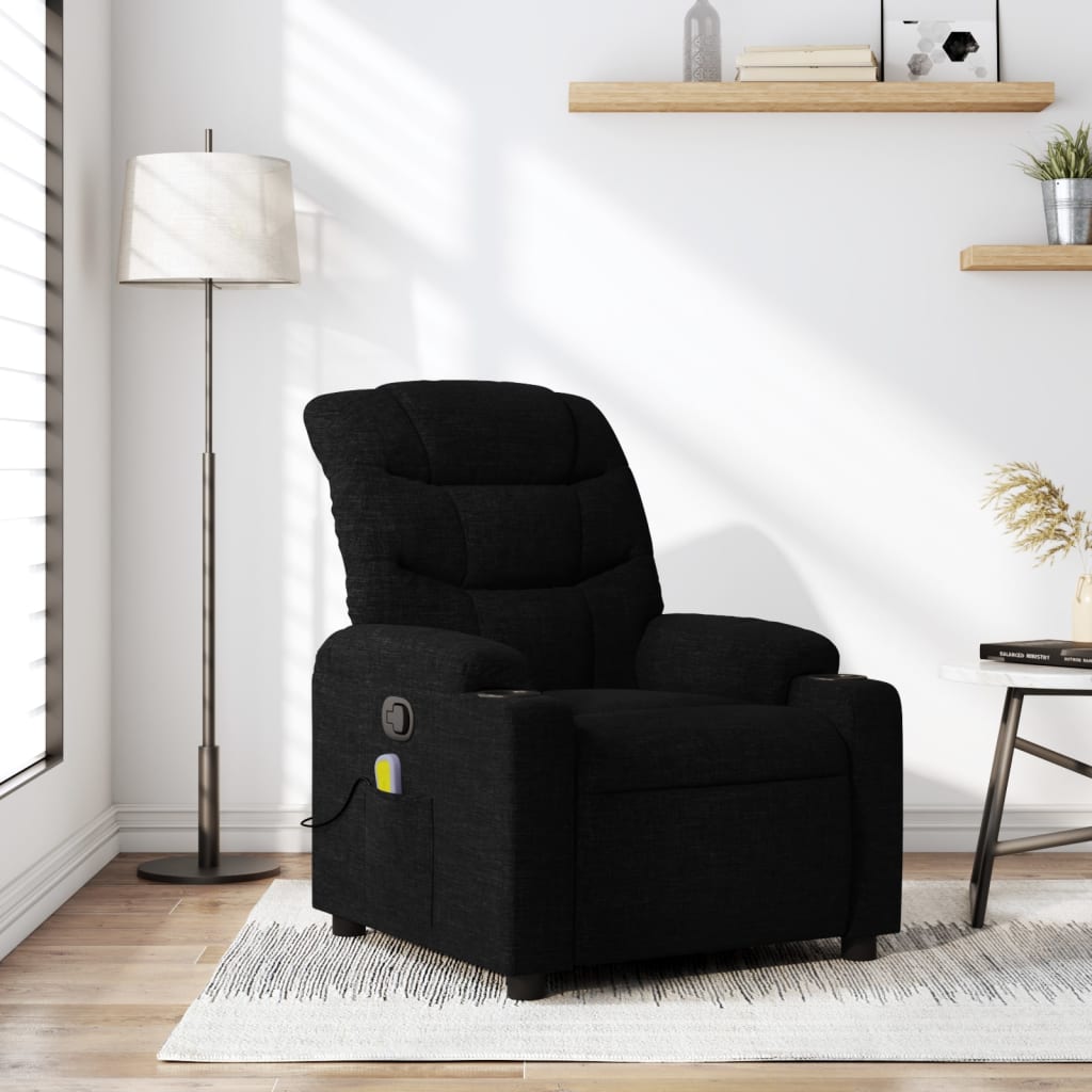 vidaXL Massage Recliner Chair Black Fabric-0