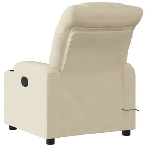 vidaXL Massage Recliner Chair Cream Fabric-2