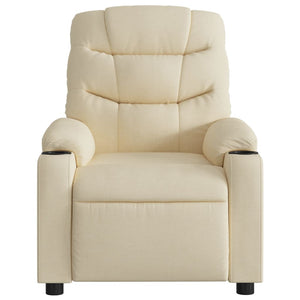 vidaXL Massage Recliner Chair Cream Fabric-5