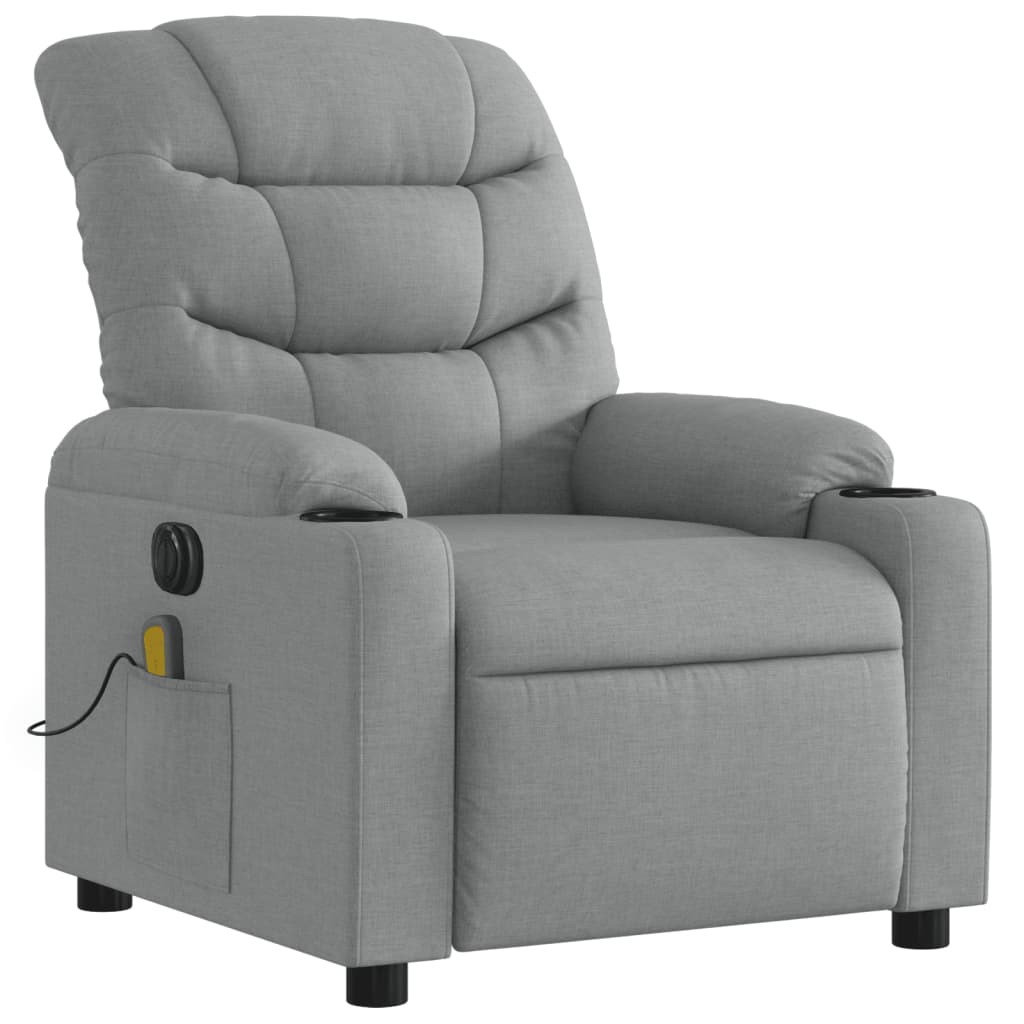 vidaXL Electric Massage Recliner Chair Light Gray Fabric-1