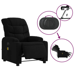 vidaXL Electric Massage Recliner Chair Black Fabric-3