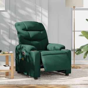 vidaXL Electric Massage Recliner Chair Dark Green Fabric-0