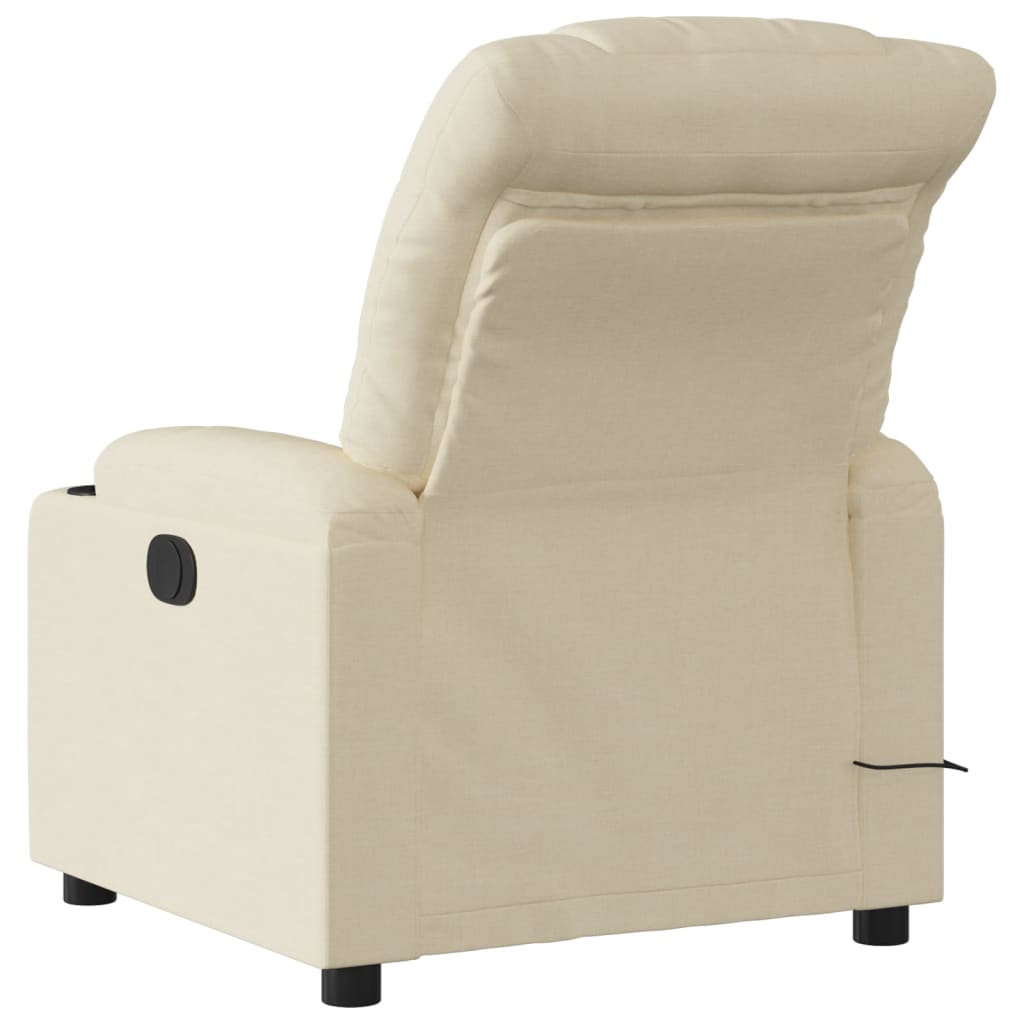 vidaXL Electric Massage Recliner Chair Cream Fabric-2