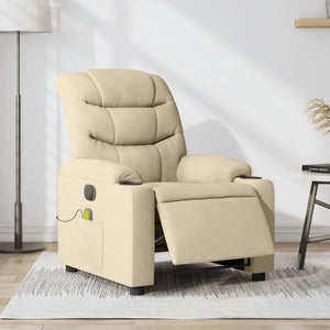 vidaXL Electric Massage Recliner Chair Cream Fabric-0