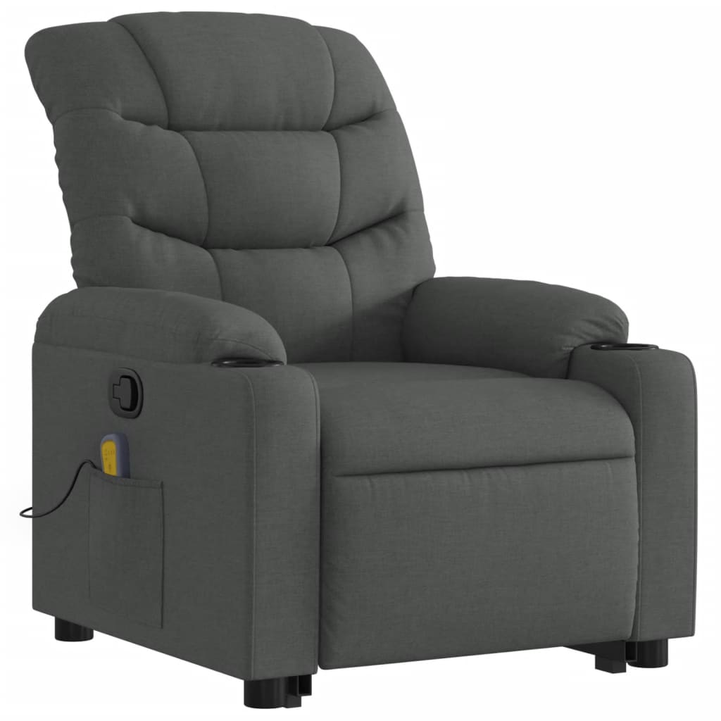 vidaXL Stand up Massage Recliner Chair Dark Gray Fabric-1