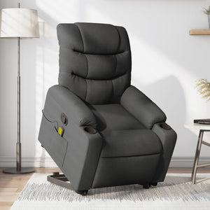 vidaXL Stand up Massage Recliner Chair Dark Gray Fabric-0