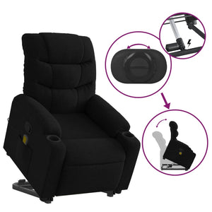 vidaXL Stand up Massage Recliner Chair Black Fabric-3