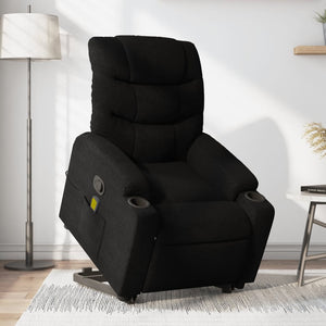 vidaXL Stand up Massage Recliner Chair Black Fabric-0