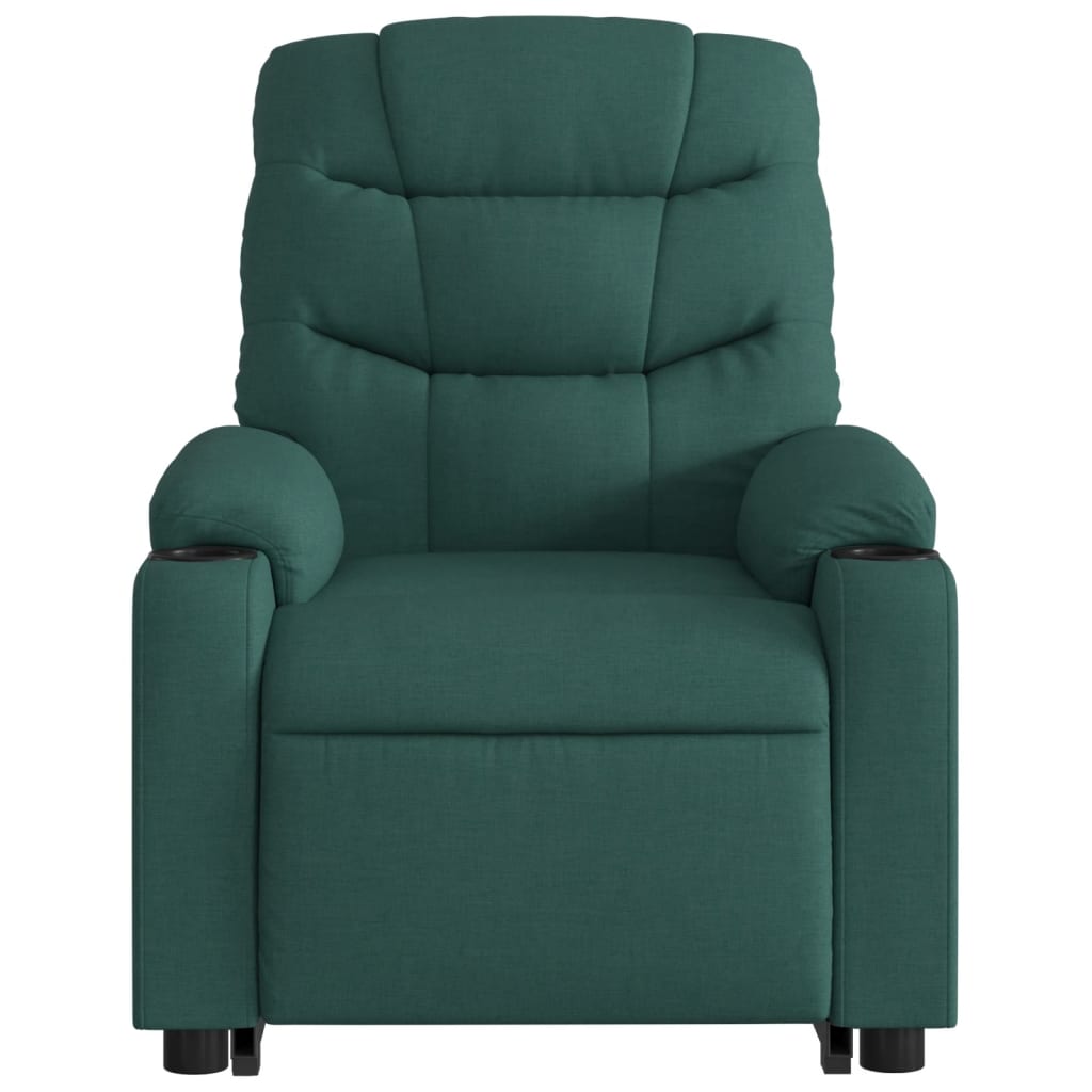 vidaXL Stand up Massage Recliner Chair Dark Green Fabric-6