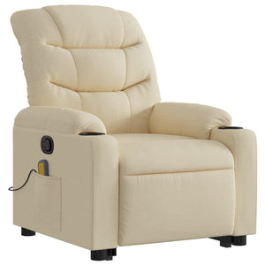 vidaXL Stand up Massage Recliner Chair Cream Fabric-6