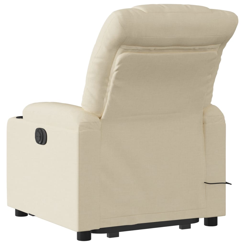 vidaXL Stand up Massage Recliner Chair Cream Fabric-1