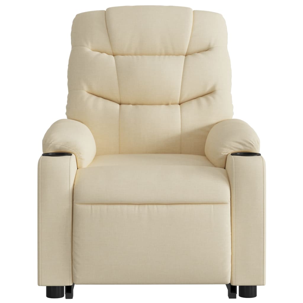 vidaXL Stand up Massage Recliner Chair Cream Fabric-5