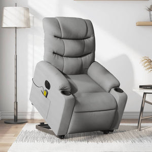 vidaXL Electric Stand up Massage Recliner Chair Light Gray Fabric-0