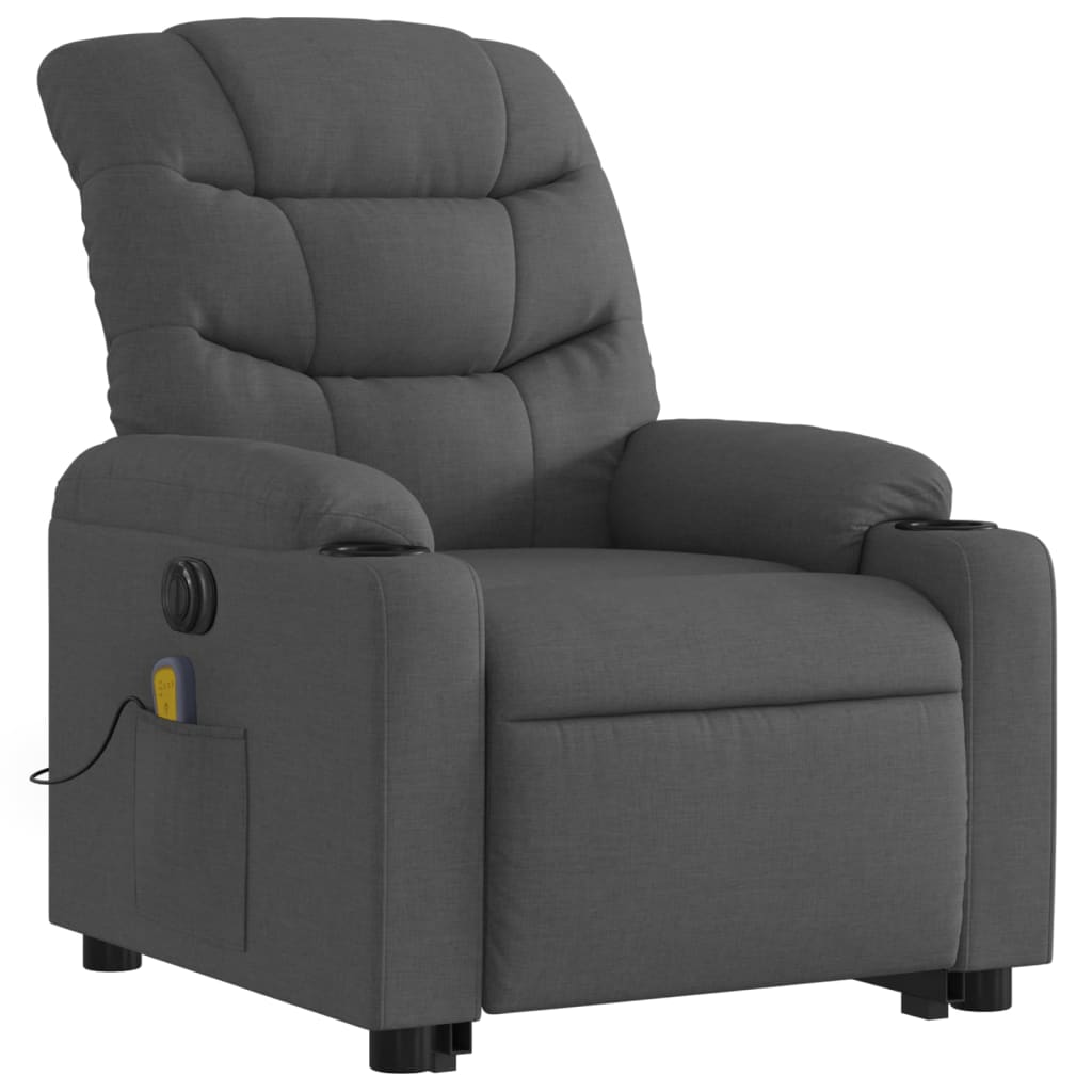 vidaXL Electric Stand up Massage Recliner Chair Dark Gray Fabric-7