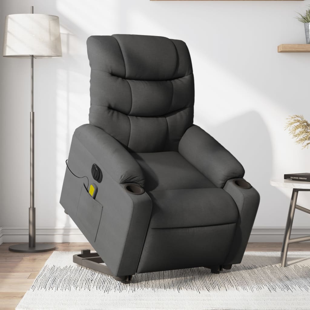 vidaXL Electric Stand up Massage Recliner Chair Dark Gray Fabric-0