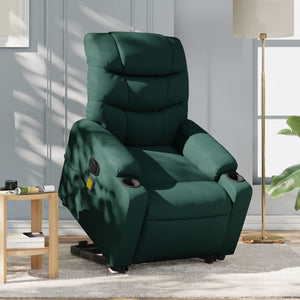 vidaXL Electric Stand up Massage Recliner Chair Dark Green Fabric-6