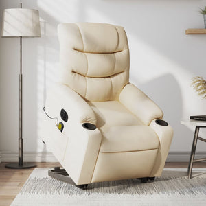 vidaXL Electric Stand up Massage Recliner Chair Cream Fabric-0