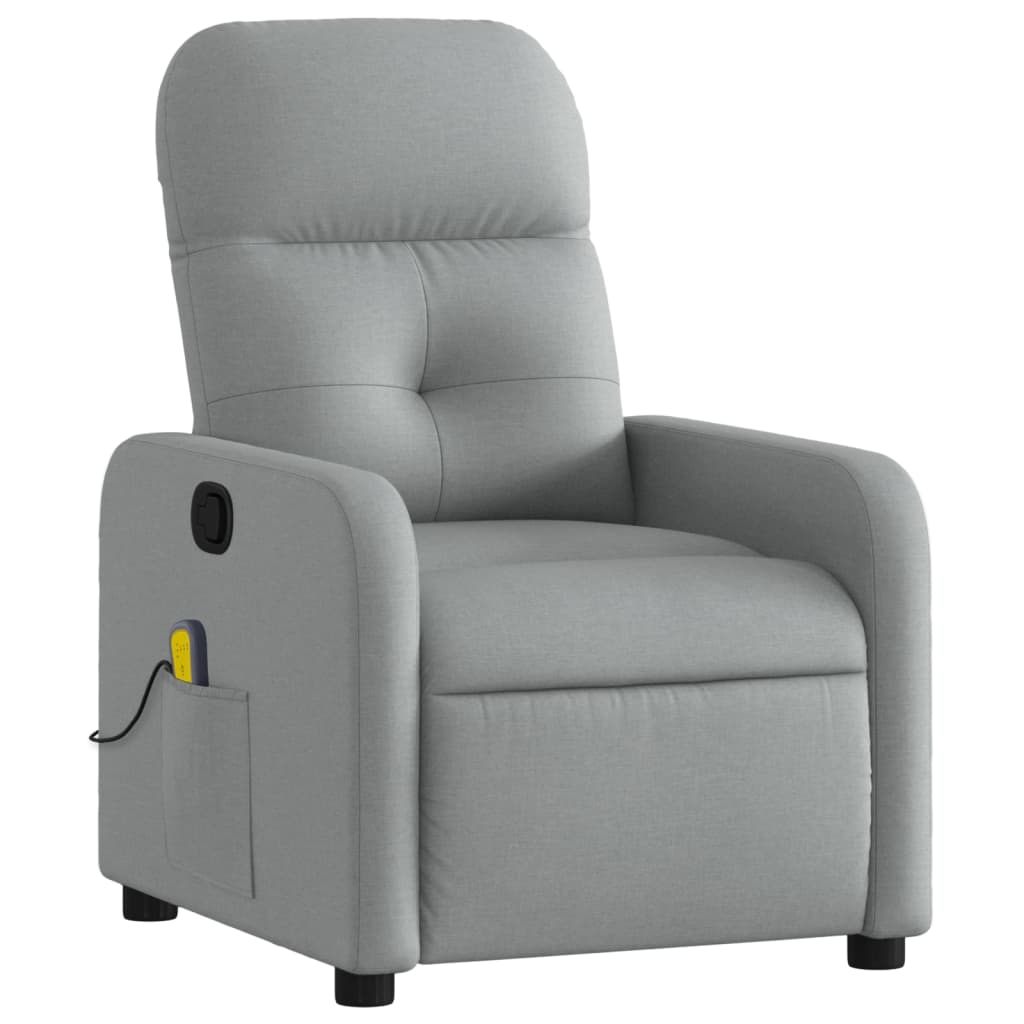 vidaXL Massage Recliner Chair Light Gray Fabric-0