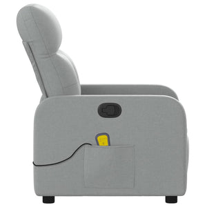 vidaXL Massage Recliner Chair Light Gray Fabric-5