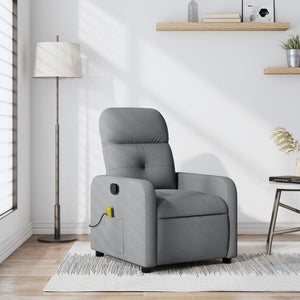 vidaXL Massage Recliner Chair Light Gray Fabric-6