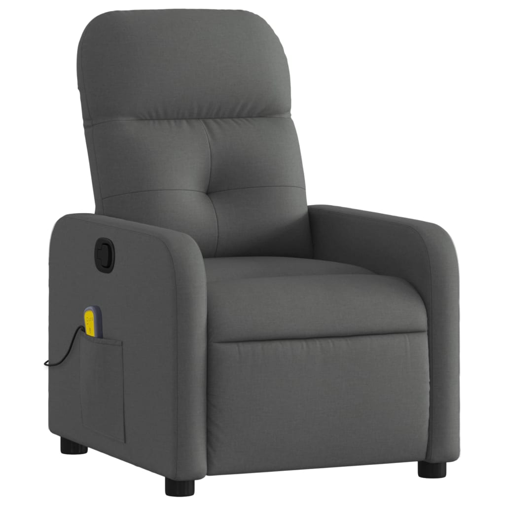 vidaXL Massage Recliner Chair Dark Gray Fabric-1