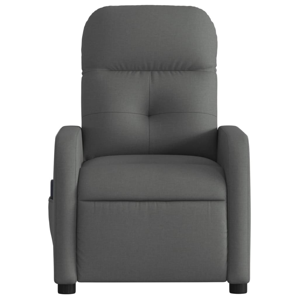 vidaXL Massage Recliner Chair Dark Gray Fabric-4