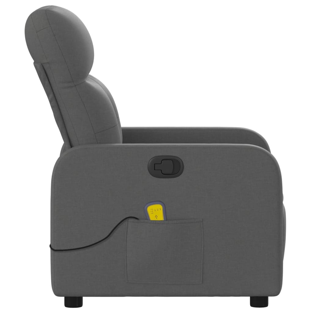 vidaXL Massage Recliner Chair Dark Gray Fabric-7