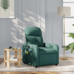 vidaXL Massage Recliner Chair Dark Green Fabric-0