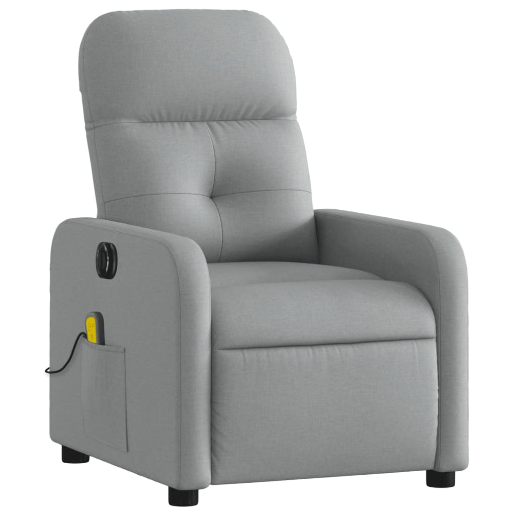 vidaXL Electric Massage Recliner Chair Light Gray Fabric-1