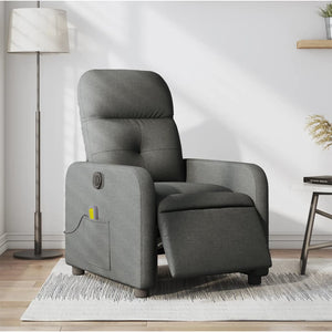 vidaXL Electric Massage Recliner Chair Dark Gray Fabric-0