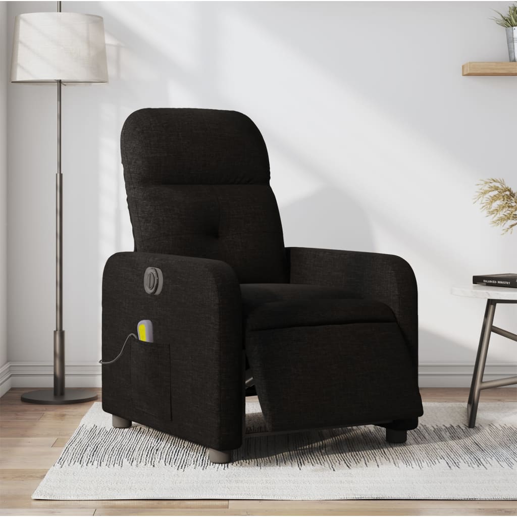 vidaXL Electric Massage Recliner Chair Black Fabric-0