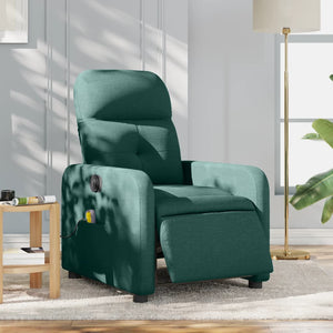 vidaXL Electric Massage Recliner Chair Dark Green Fabric-0