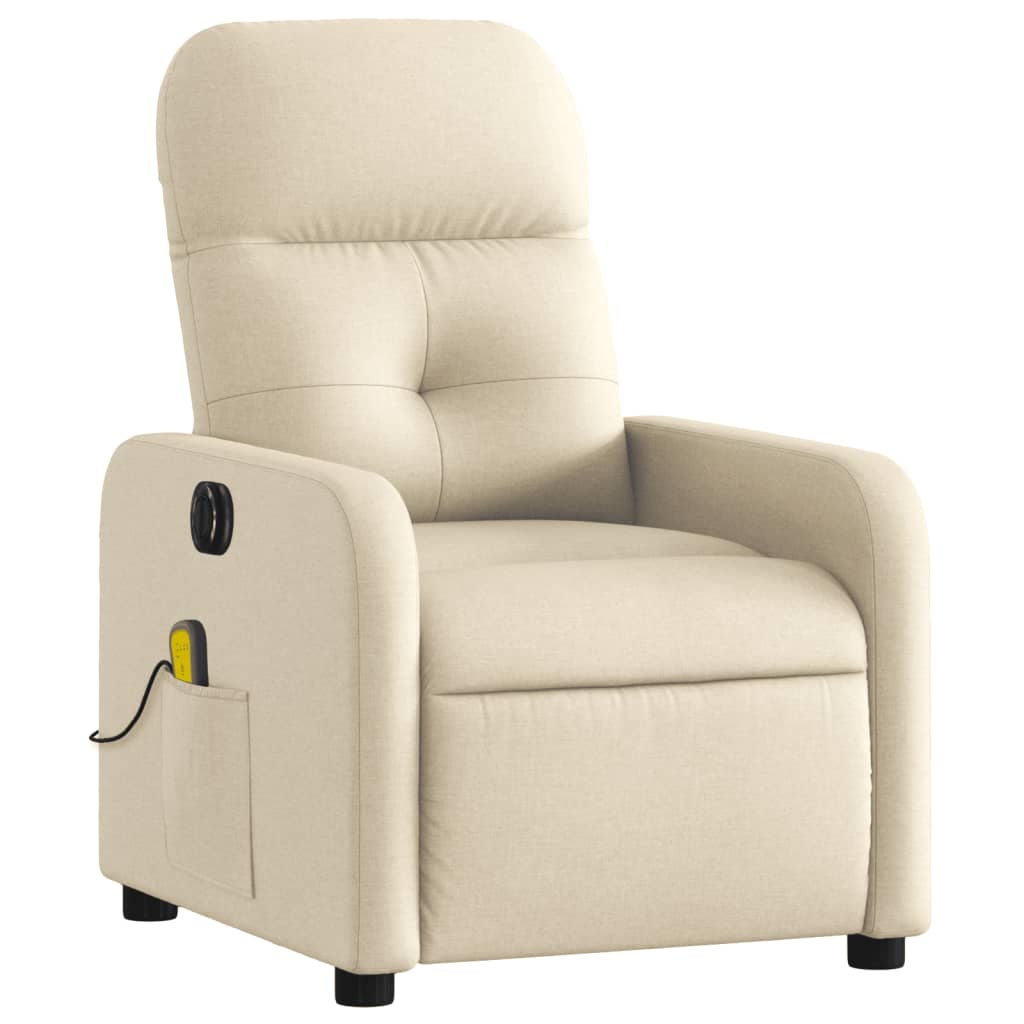 vidaXL Electric Massage Recliner Chair Cream Fabric-1