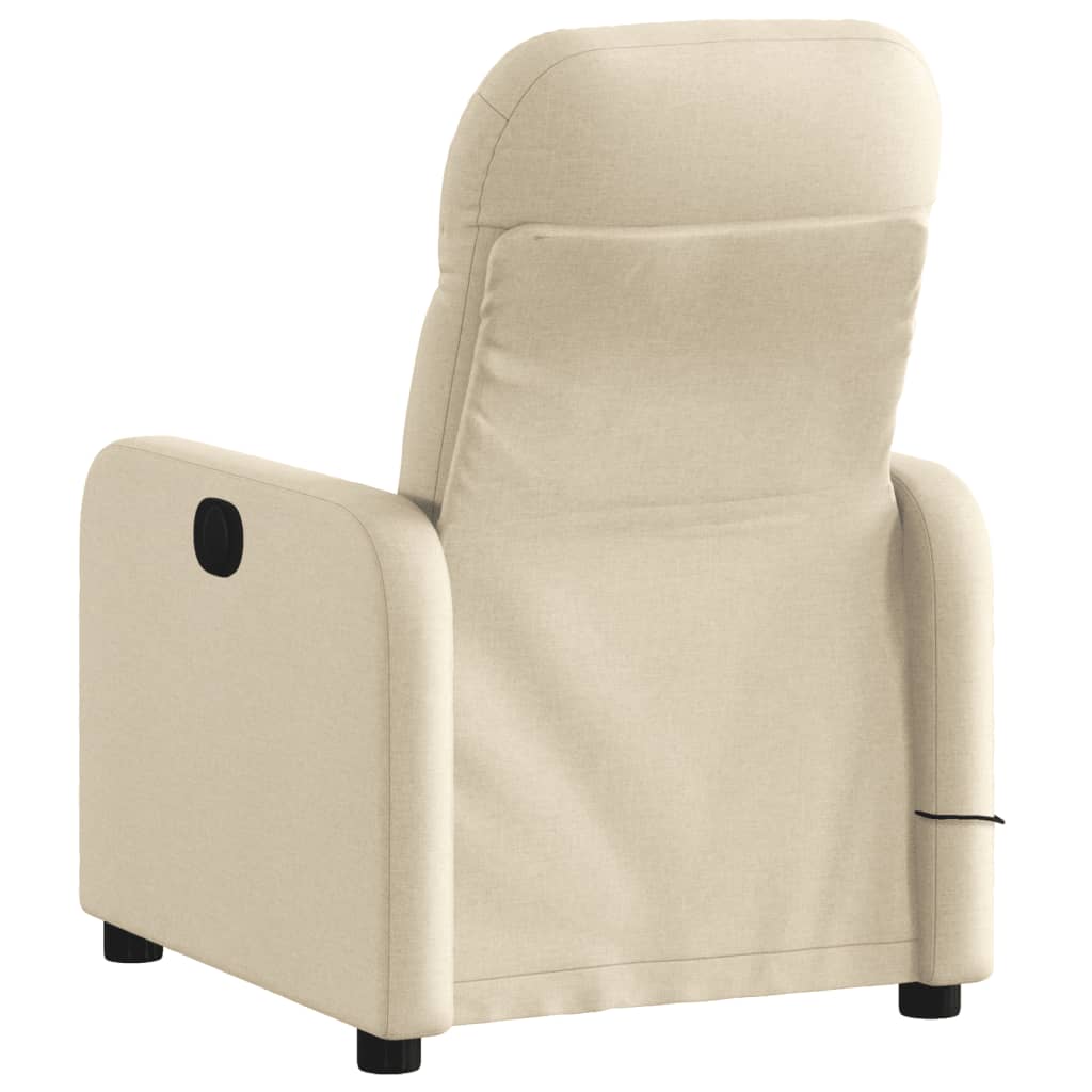 vidaXL Electric Massage Recliner Chair Cream Fabric-2