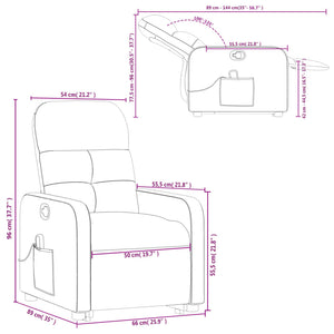 vidaXL Stand up Massage Recliner Chair Light Gray Fabric-8