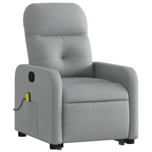 vidaXL Stand up Massage Recliner Chair Light Gray Fabric-1