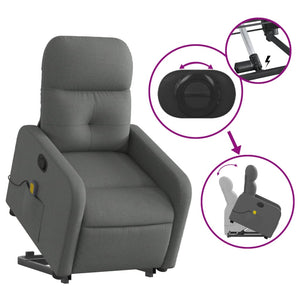 vidaXL Stand up Massage Recliner Chair Dark Gray Fabric-3