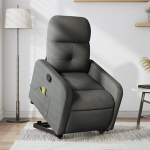 vidaXL Stand up Massage Recliner Chair Dark Gray Fabric-0