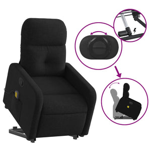 vidaXL Stand up Massage Recliner Chair Black Fabric-3