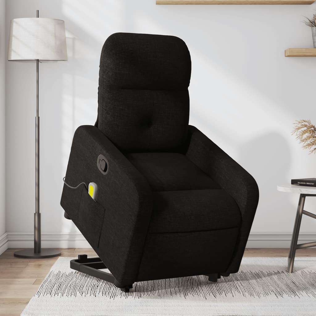 vidaXL Stand up Massage Recliner Chair Black Fabric-0