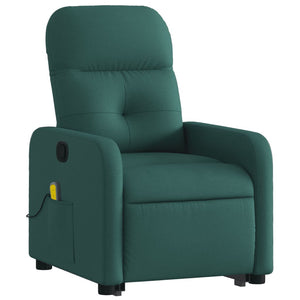 vidaXL Stand up Massage Recliner Chair Dark Green Fabric-1